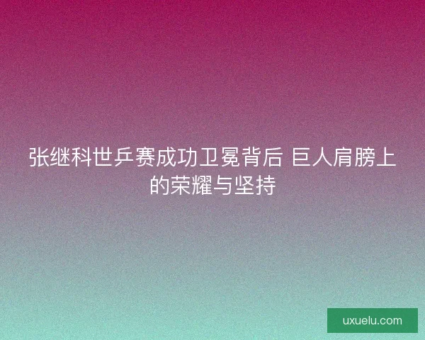 张继科世乒赛成功卫冕背后 巨人肩膀上的荣耀与坚持